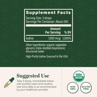 Thumbnail for Global Healing Center - Detoxadine - Organic Nascent Liquid Iodine Supplement Drops for Thyroid Support, Detox Cleanse, and Metabolism - Non-GMO, Vegan, 200 Servings Iodine Drops (1 Oz)