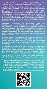 Thumbnail for Bio Nutrition inc pre-biotic Fiber - llife-Oligo - 1400 Mg - 60 Vegetarian Capsules - Gluten Free - Improves Gut Health - Clinically Tested by