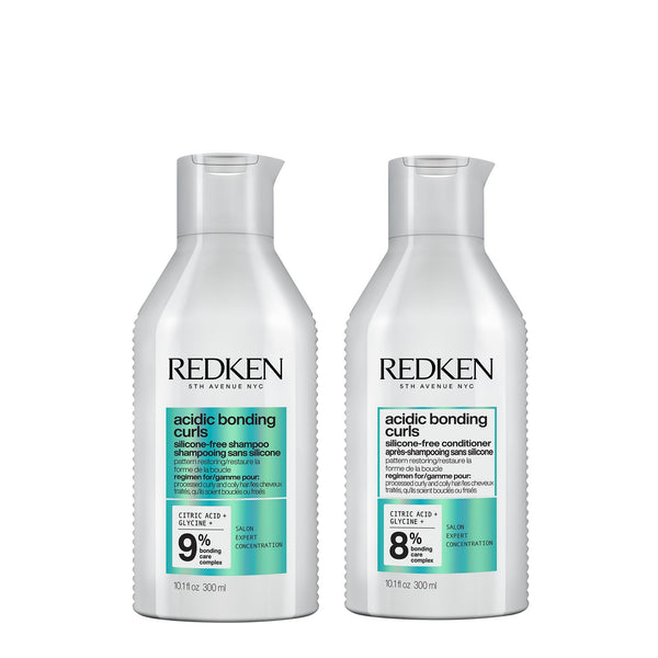 REDKEN Acidic Bonding Curls Shampoo & Conditioner Set | Curl Control + Definition | With Citric Acid, Avocado Oil, Shea Butter | Silicone-Free | For Coily and Curly Hair