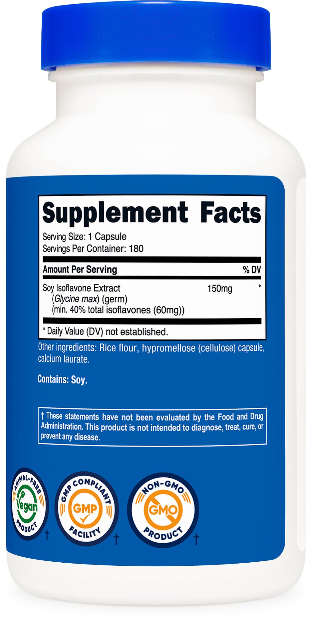Nutricost Soy Isoflavones 150mg, 180 Veggie Capsules - Gluten Free, Non-GMO, Vegetarian Friendly