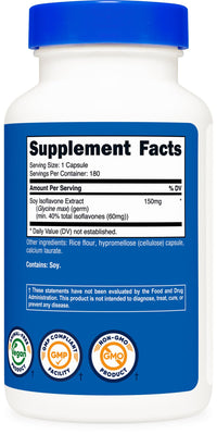 Thumbnail for Nutricost Soy Isoflavones 150mg, 180 Veggie Capsules - Gluten Free, Non-GMO, Vegetarian Friendly