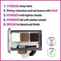 Thumbnail for wet n wild Ultimate Eyebrow Makeup Kit, Long-Lasting Matte Brow Powder, Tweezers, Wax & Brush, Built-In Mirror, Purse-Friendly Compact - Dark Brown