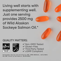Thumbnail for Sports Research® Salmon Oil - Single-Source Wild Alaskan Sockeye | 2500 mg per Serving w/EPA & DHA Fatty Acids | MSC Certified - 180 Count Softgels
