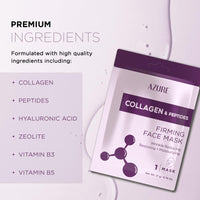 Thumbnail for Azure Cosmetics Collagen & Peptides Lifting Facial Sheet - Restoring, Smoothing & Moisturizing Face Mask - Helps Reduce Fine Lines & Wrinkles, Smooths & Repairs - Skin Care Made in Korea - Pack of 5