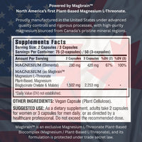 Thumbnail for Kappa Nutrition Powered by Magbrain™ Magnesium L-Threonate Plant-Based, 150 Vegan Capsules, 420mg Elemental Magnesium (3 Capsules) from 2,253mg, Brain, Sleep & Muscle Support.