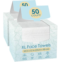 Thumbnail for Fygrip 100 Count (2 Box) XL Disposable Face Towels 10” x 12”, 100% Viscose Fibre, Soft & Skin Friendly Face Towelettes Disposable, Facial Tissue Wipes for Women Cleansing