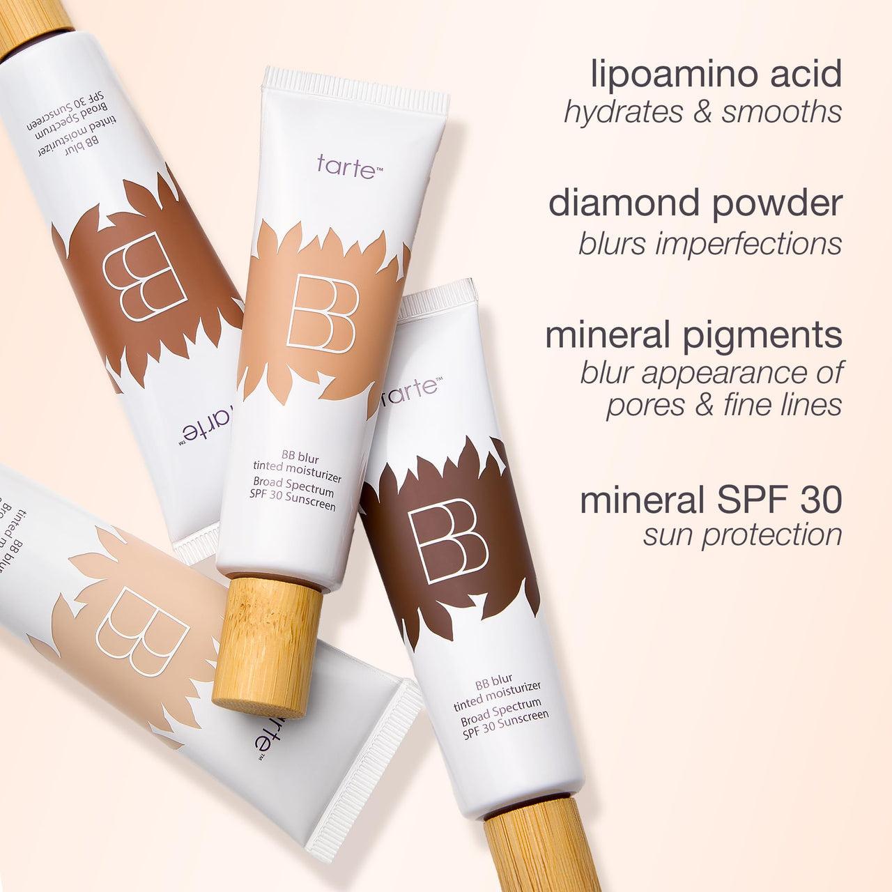 tarte BB blur tinted moisturizer Broad Spectrum SPF 30 – Medium Buildable Coverage with Natural Lightweight Matte Finish, Vegan & Cruelty-Free, full size, tan-deep