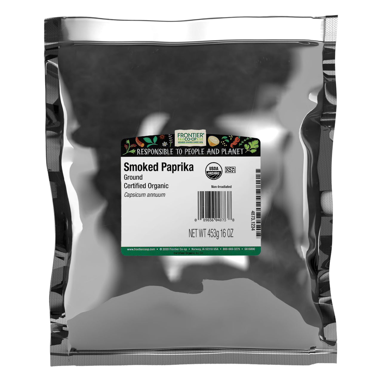 Frontier Co-op Organic Ground Smoked Paprika 1lb Bulk Bag - Spanish Paprika Powder Seasoning - Restaurant Supply