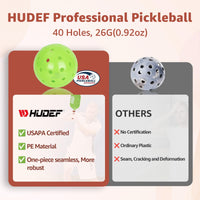 Thumbnail for HUDEF Pickleball Paddles, USAPA Approved Pickle Ball Paddles Set of 2, Graphite and Fiberglass Pickleball Paddles, Polypropylene Honeycomb Core Paddle Rackets, 4 Outdoor Balls and Carry Bag Green