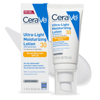 Thumbnail for CeraVe Ultra-Light Moisturizing Lotion With SPF 30, Daily Face Moisturizer with SPF, Formulated with Hyaluronic Acid & Ceramides, Broad Spectrum SPF, Oil Free, Matte Finish, 1.7 Ounce