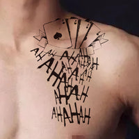 Thumbnail for 4 Sheets Large-Size Joker Tattoos, NEDEQI Halloween Fake Temp Tattoo for Men Adult - All Versions - Realistic & Last Long Joker Sticker Perfect for Halloween Costumes Cosplay Makeup Party Accessories