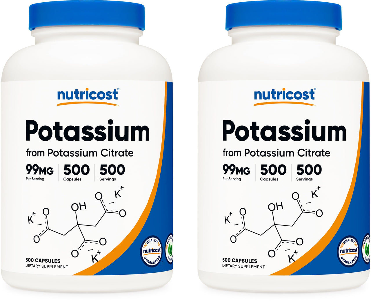 Nutricost Potassium Citrate 99mg, 500 Capsules (2 Bottles)