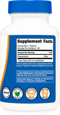 Thumbnail for Nutricost Pregnenolone 30mg, 120 Capsules - Non-GMO, Gluten Free, Vegetarian Capsules
