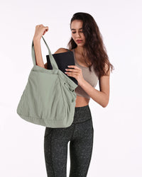 Thumbnail for ODODOS 18L Side-Cinch Shopper Bags Lightweight Shoulder Bag Tote Handbag for Shopping Workout Beach Travel, Grey