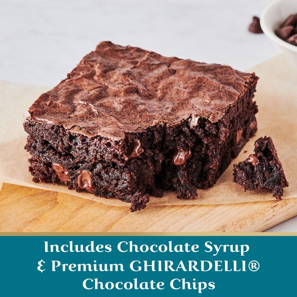 Ghirardelli Ultimate Chocolate Premium Brownie Mix, Includes Chocolate Syrup and Chips, 19 oz Boxes (Pack of 12)