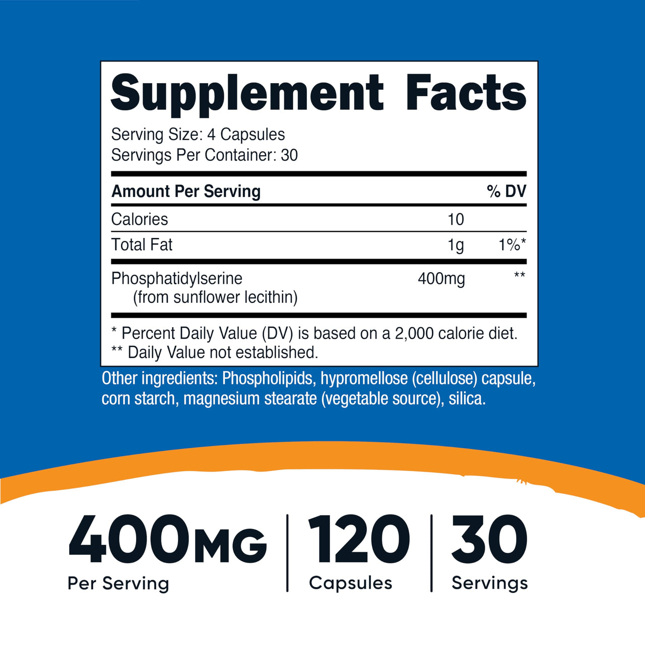 Nutricost Phosphatidylserine 400mg, 120 Capsules - Soy Free, 30 Servings, Vegetarian Friendly, Non-GMO, Gluten Free