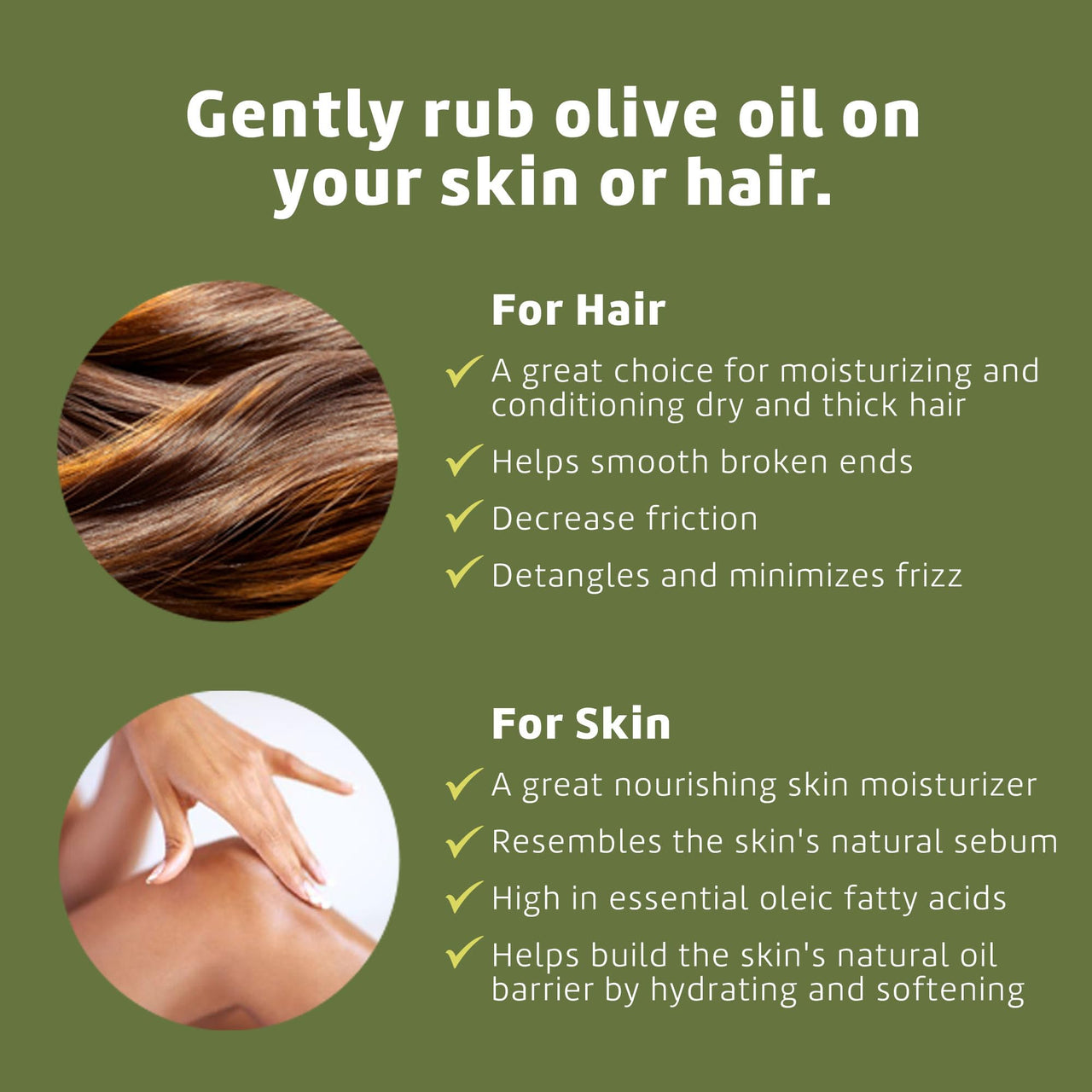 De La Cruz Pure Olive Oil - Natural Expeller Pressed Olive Oil for Hair and Skin - Lightweight Body Oil for Dry Skin 2 Fl Oz (3 Bottles)