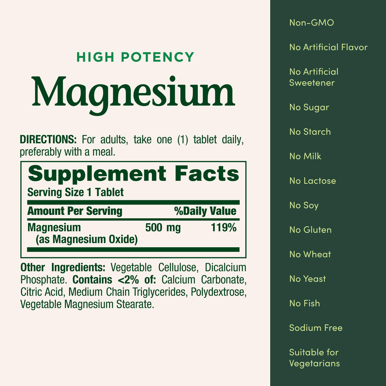 Nature's Bounty Magnesium, Mineral Supplement, Supports Bone and Muscle Health, 500 mg, Coated Tablets, 100 Count