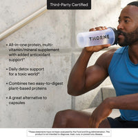 Thumbnail for THORNE - MediClear-SGS - Rice & Pea Protein Powder Supplement with Antioxidants & a Complete Multi-Vitamin & Mineral Profile - Daily Detox Support* - Chocolate - Third-Party Certified - 21 Servings