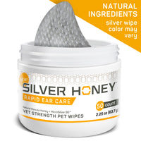 Thumbnail for Absorbine Silver Honey Rapid Ear Care Vet Strength Pet Wipes, 50ct, Manuka Honey & MicroSilver BG
