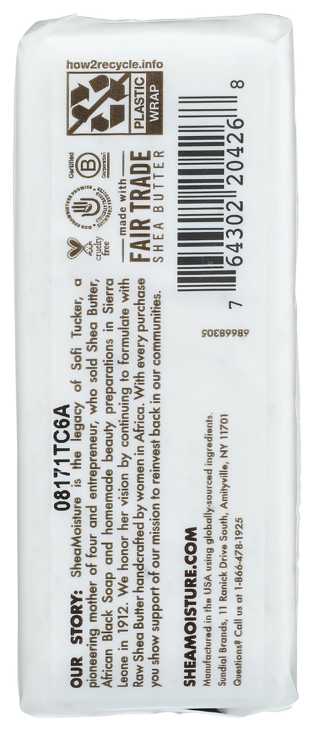 SHEA MOISTURE 100% Virgin Oil Butter Soap, Coconut, 8 Oz (U-BB-2690)
