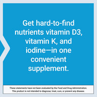 Thumbnail for Life Extension Vitamins D and K with Sea-Iodine, vitamin D3, vitamin K1 and K2, iodine, supports immune, bone, arterial and thyroid health, non-GMO, gluten-free, 60 capsules