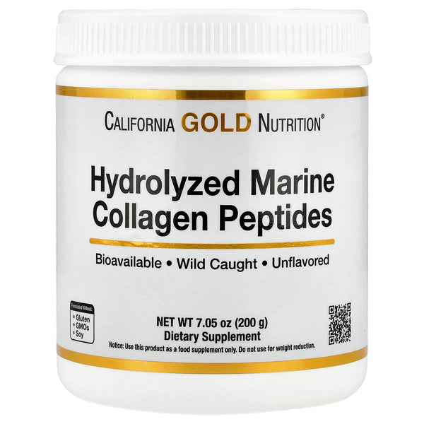 California Gold Nutrition Collagen Peptides Powder with Hyaluronic Acid, Support for Healthy Hair, Skin, Nails, Joints and Bones, Non-GMO, Gluten and Dairy Free, Unflavored, 7.05 oz (200 g)