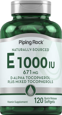 Thumbnail for Piping Rock Vitamin E 1000 IU Softgels | 120 Count | with D-Alpha and Mixed Tocopherols | Supplement for Men and Women | Gluten Free, Non-GMO