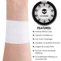 Thumbnail for UCANBE Goth White Cream to Powder Foundation Makeup, Professional Clown White Face Body Paint with Matte Finish for Halloween, SFX Makeup, Cosplay, Costume, Stage, Mime & Film(0.52oz)
