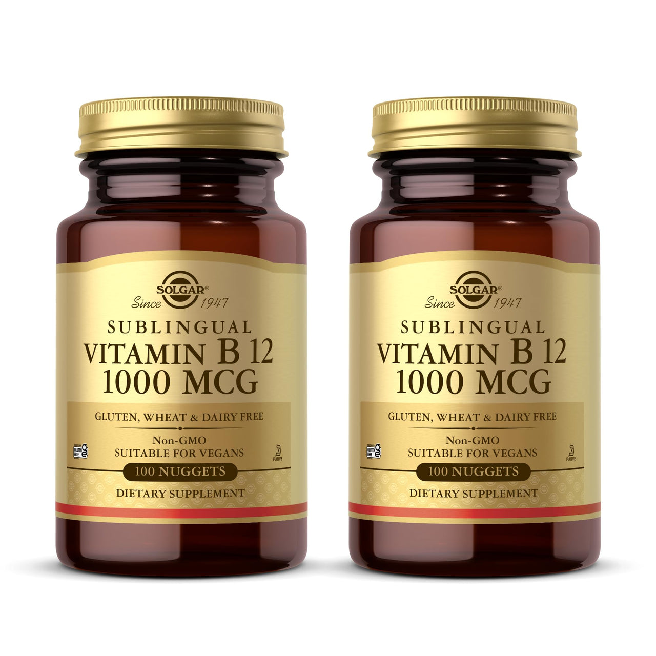 Solgar Sublingual Vitamin B12 1000 mcg - 250 Nuggets, Pack of 2 - Non-GMO, Vegan, Gluten Free, Dairy Free, Kosher - 500 Total Servings