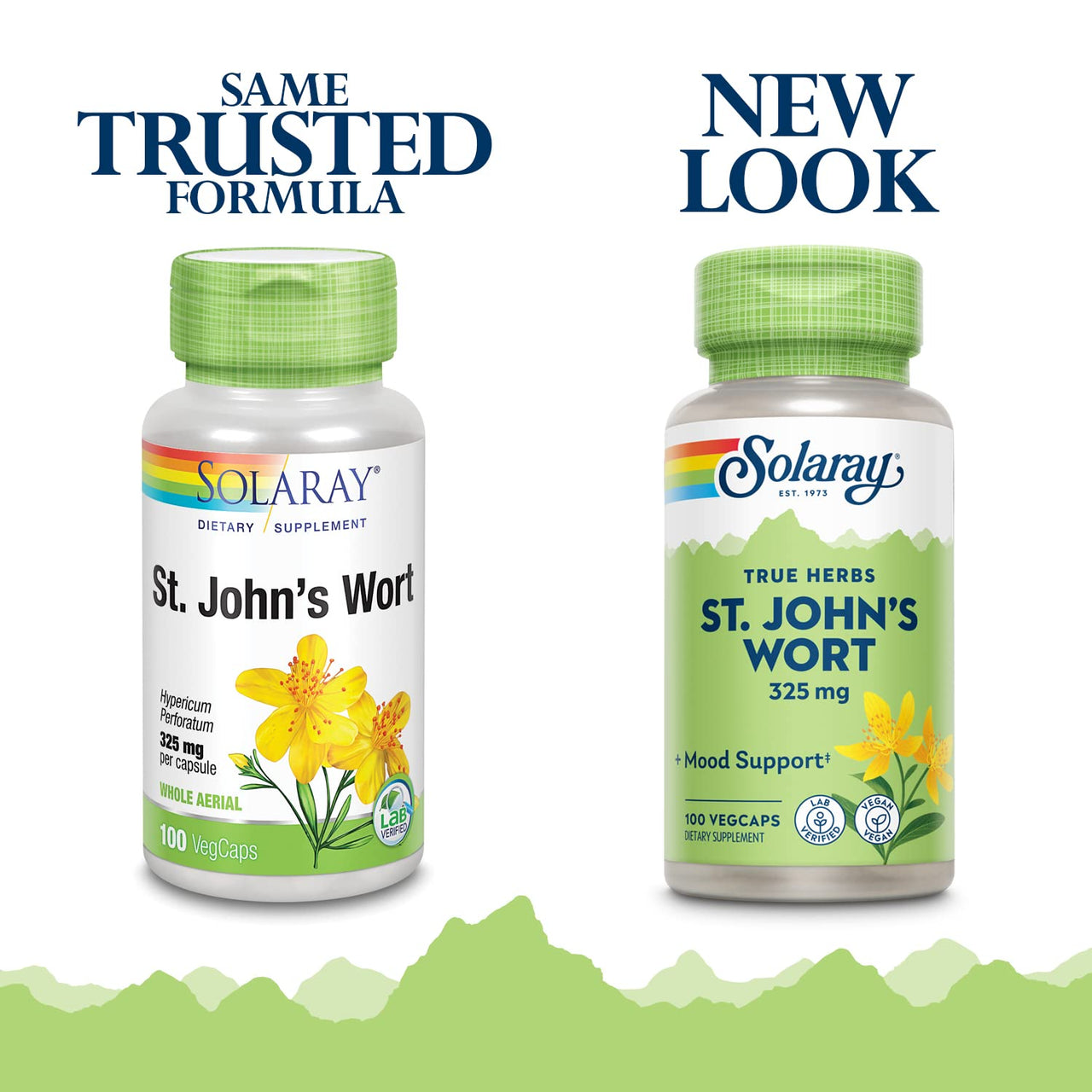 SOLARAY St Johns Wort 325 mg Whole Aerial - Health and Mood Support Supplement - 60-Day Money Back Guarantee - Non-GMO, Vegan, Lab Verified (100 CT)
