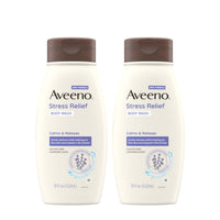 Thumbnail for Aveeno Stress Relief Body Wash with Nourishing Oat & Lavender Scent for Sensitive Skin, Gently Cleanses & Helps You Feel Calm & Relaxed in the Shower, Soap-Free, Twin Pack, 2 x 18 fl. oz