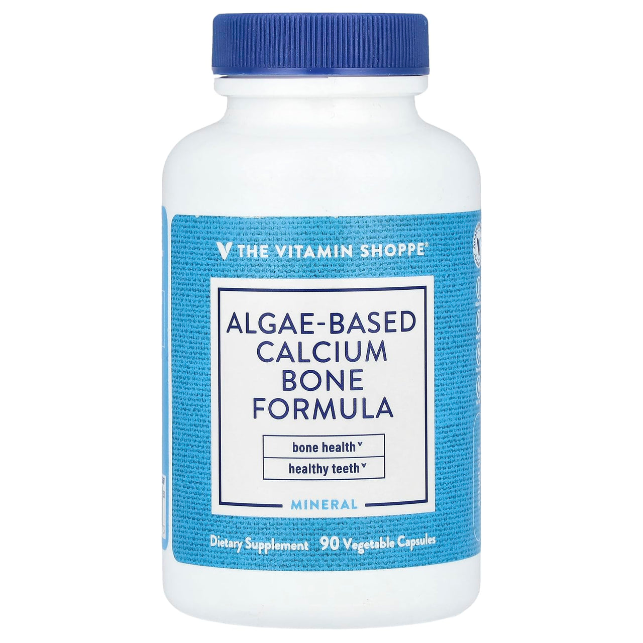 The Vitamin Shoppe Plant-Based Algae Calcium - Bone Health Formula | with Magnesium D3 K2 | 90 Veggie Caps | Vegan Whole Food