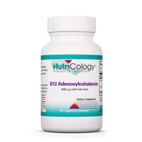 Thumbnail for Nutricology B12 Adenosylcobalamin Supplement - with Folic Acid, Vitamin B12 3000 mcg, Folate, Pure B12, Vegetarian Lozenges - 60 Count