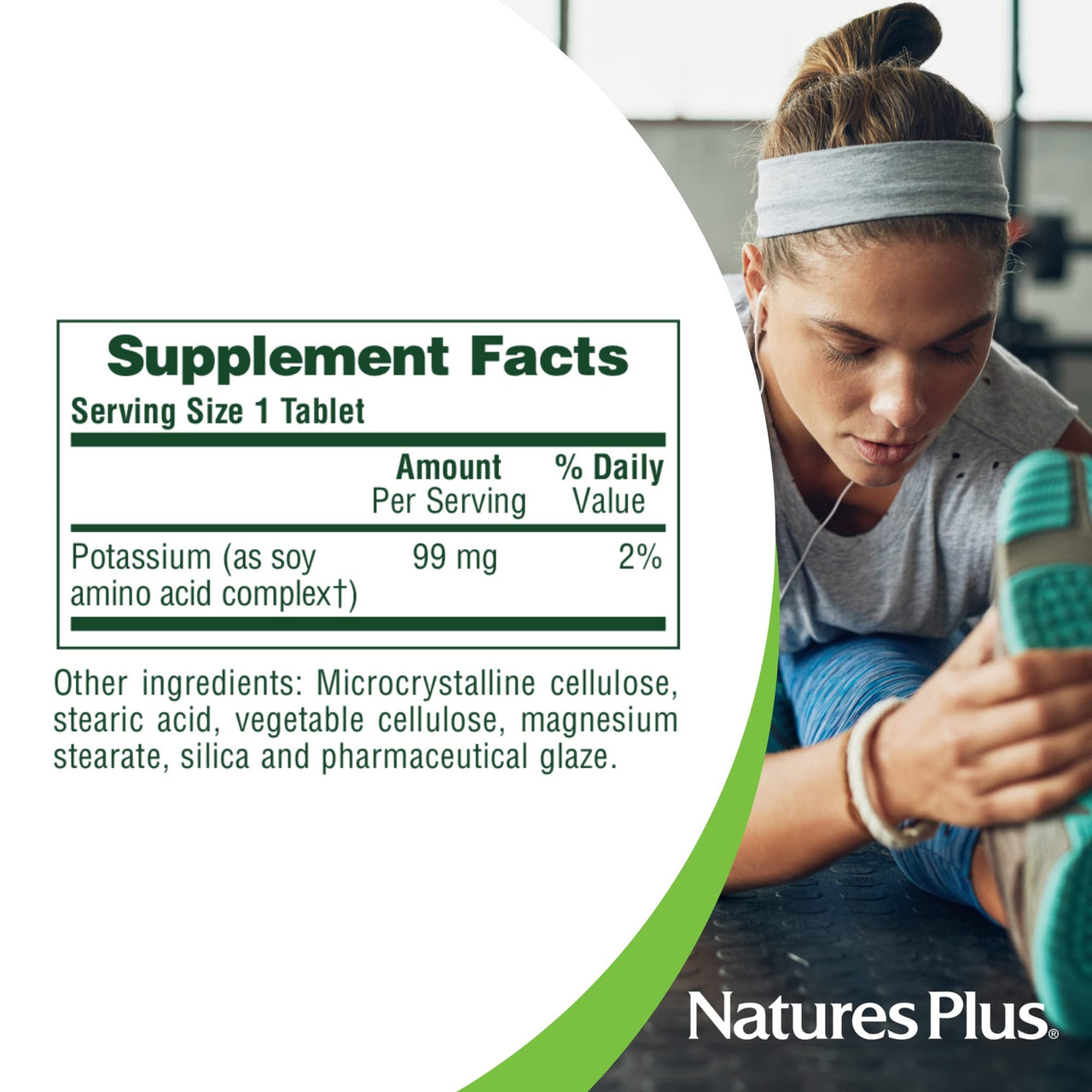 Nature’s Plus Potassium 99 mg - 90 Tablets - Supports Healthy Electrolyte Balance, Muscle and Nerve Function & Overall Well-Being - Gluten Free, Vegetarian - 90 Servings