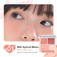 Thumbnail for Ueuiu Judy Doll Blush Contour Palette, 2 In 1 Blush Highlight Palette, Blush and Highlighter Makeup, Non-greasy, Lasting Sparkling, Sculpt the Face Makeup (#01 Milk Apricot Melon, 9g)