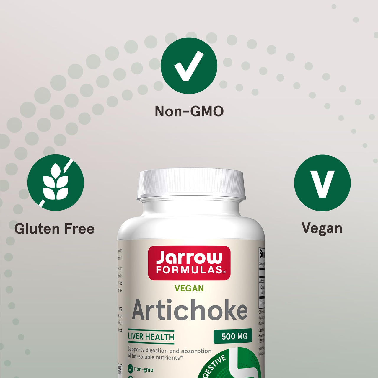 Jarrow Formulas Artichoke 500 mg - Standardized Artichoke Extract - 180 Servings (Veggie Caps) Support Liver Health & Digestion - Dietary Supplement - Non-GMO - Gluten Free - Vegan