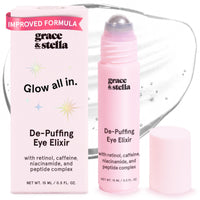 Thumbnail for grace & stella Under Eye Brightener Roller - Airplane Travel Essentials - Travel Size Toiletries - Retinol & Caffeine Eye Serum for Puffiness, Dark Circles, Wrinkles - Vegan Skincare (15ml / 0.51floz)