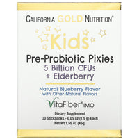 Thumbnail for Kids Pre-Probiotic Pixies with Elderberry & Blueberry, 5 Billion CFUs, 30 Packets, 1.5g Each by California Gold Nutrition