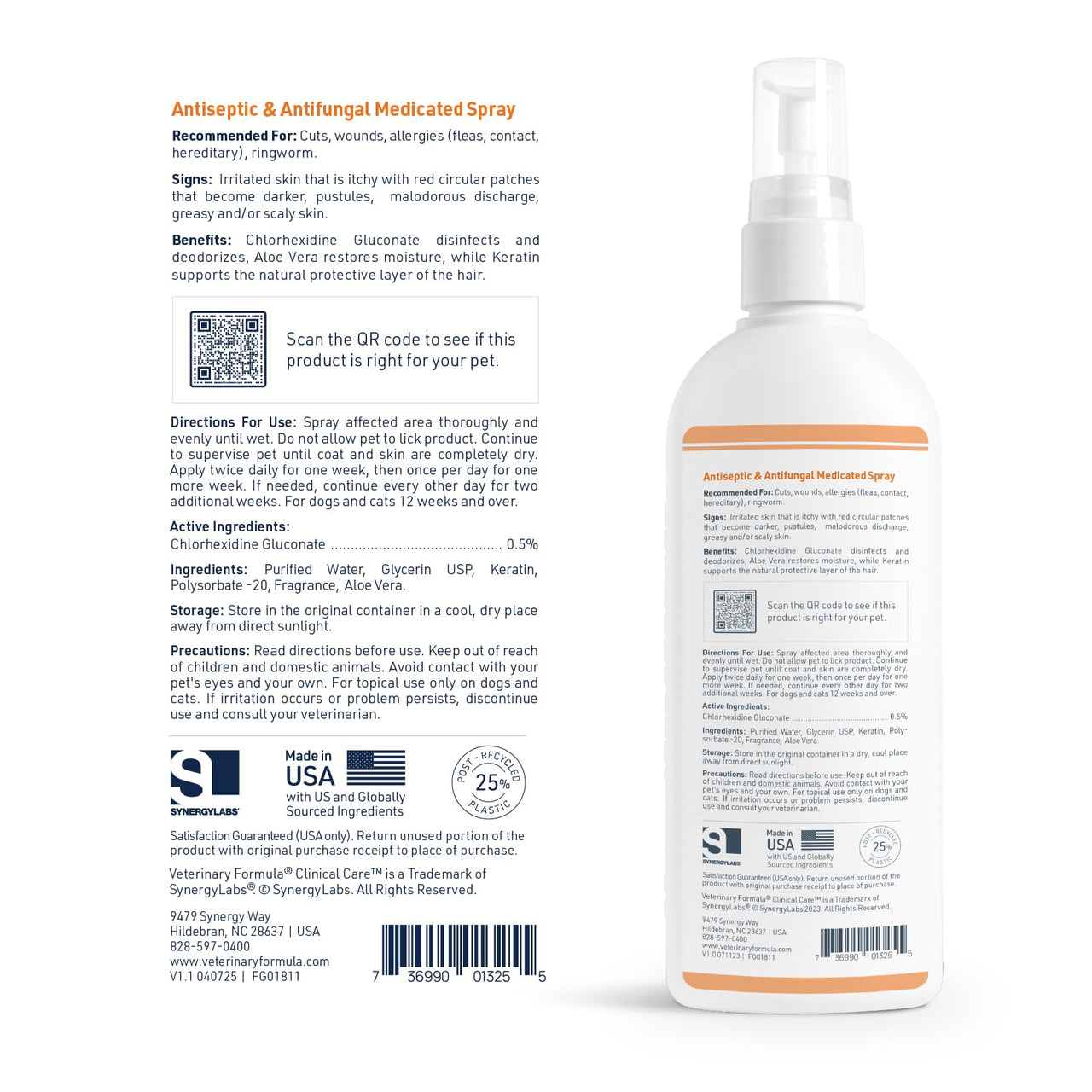 Veterinary Formula Clinical Care Antiseptic and Antifungal Medicated Spray for Dogs & Cats, 8 Fl Oz (1 Pack)
