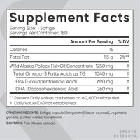 Thumbnail for Sports Research 180 Count Cognitive Health Support Mega Pack Contains Triple Strength Omega 3 Fish Oil w/EPA & DHA Fatty Acids (1250 mg) & Magtein Magnesium L-Threonate (2000mg)