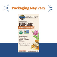 Thumbnail for Garden of Life Organics Extra Strength Turmeric Inflammatory Response 120 Tablets-100Mg Curcumin (95% Curcuminoids) Black Pepper, Probiotics, Organic Non-GMO Vegan Gluten Free Herbal Supplement