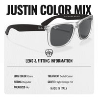 Thumbnail for Ray-Ban RB4165 JUSTIN COLOR MIX Square Shaped Non-Polarized Sunglasses for Men – Includes Official RAYBAN Eyewear Kit – Ideal Formal & Casual Wear Sunglasses – Grey Lens