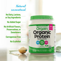 Thumbnail for Orgain Organic Vegan Protein Powder, Natural Unsweetened - 21g of Unflavored Plant Protein, 4g Prebiotic Fiber, Low Net Carbs, No Added Sugar, Non-GMO, For Shakes & Recipes, 1.59 lb