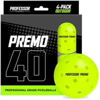 Thumbnail for Professor Pickleball PREMO40 Outdoor Pickleball Balls - Tournament Grade USAPA Approved Pickleball Balls - 4 Pack of pickleballs, 12 Pack, 36 Pack, 100 Pack