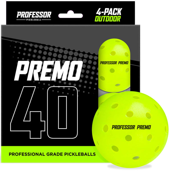 Professor Pickleball PREMO40 Outdoor Pickleball Balls - Tournament Grade USAPA Approved Pickleball Balls - 4 Pack of pickleballs, 12 Pack, 36 Pack, 100 Pack