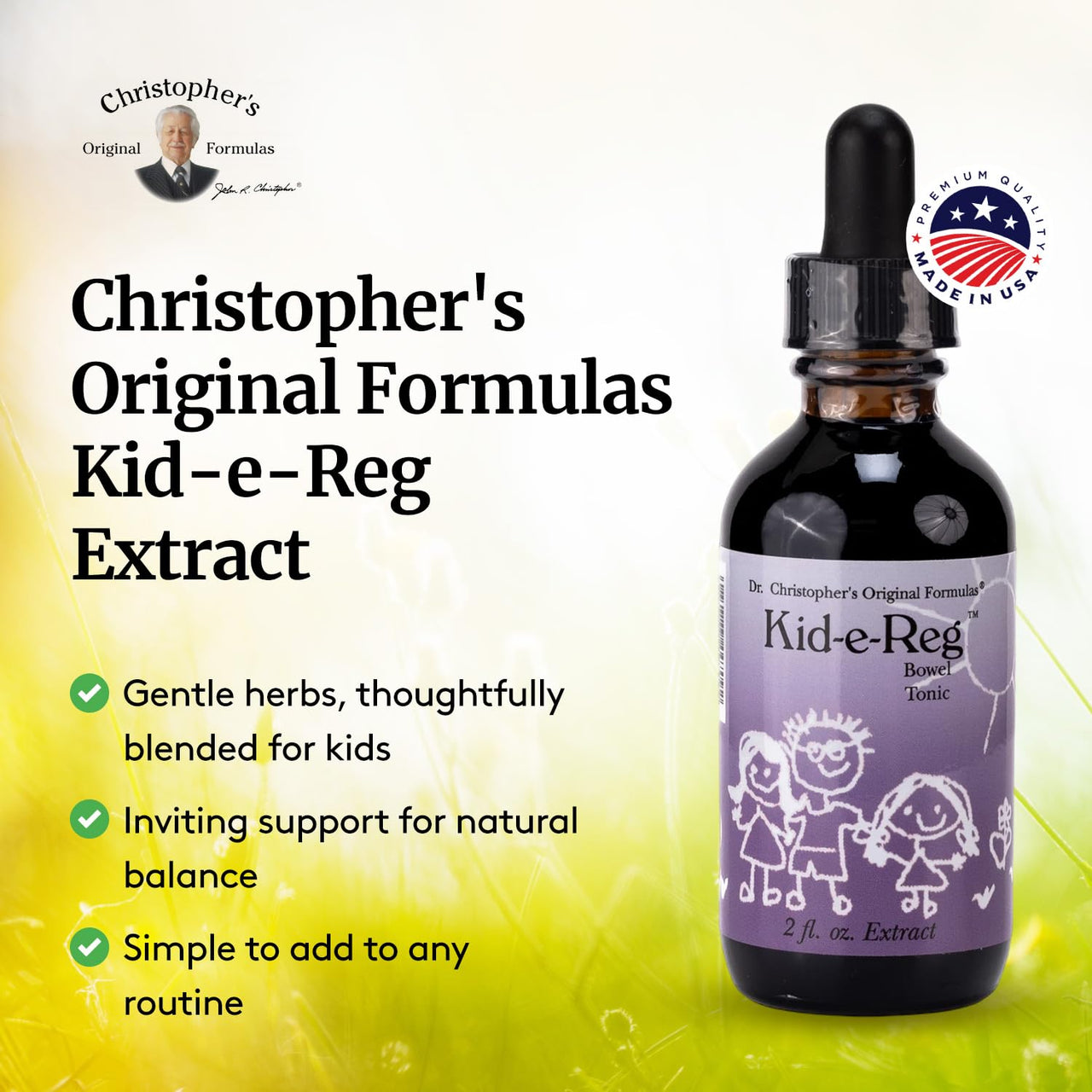 Christopher's Original Formulas Kid-e-Reg Bowel Tonic – Herbal Formula for Kids – Great Taste – 2 oz