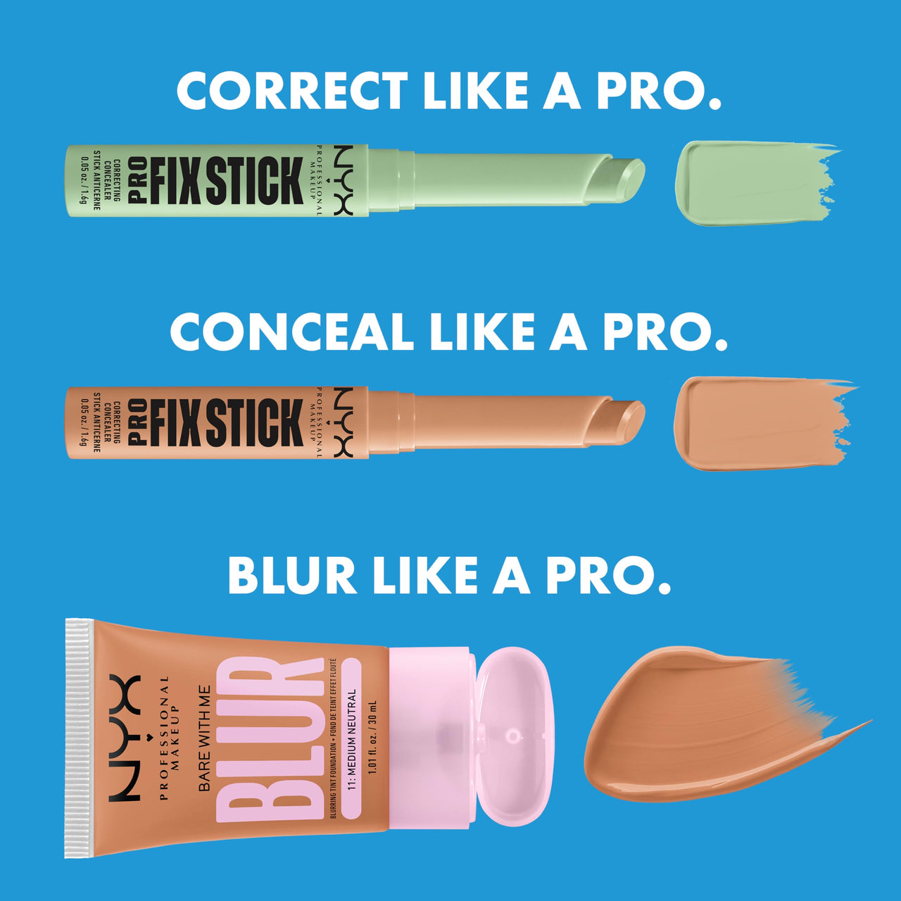 NYX PROFESSIONAL MAKEUP Pro Fix Stick Correcting Concealer, Buildable Medium Coverage Concealer Stick - Fair