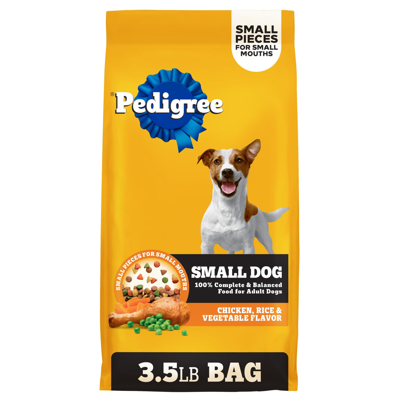 Pedigree Complete Nutrition Adult Small Dog Dry Dog Food, Roasted Chicken, Rice & Vegetable Flavor, 3.5 lb. Bag