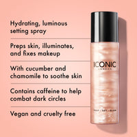 Thumbnail for ICONIC LONDON Prep-Set-Glow | Hydrating + Setting + Glowing Spray, 3-in-1 Formula for a Dewy, Radiant Finish, Cruelty-Free, Vegan Makeup, 4.22 Fl oz